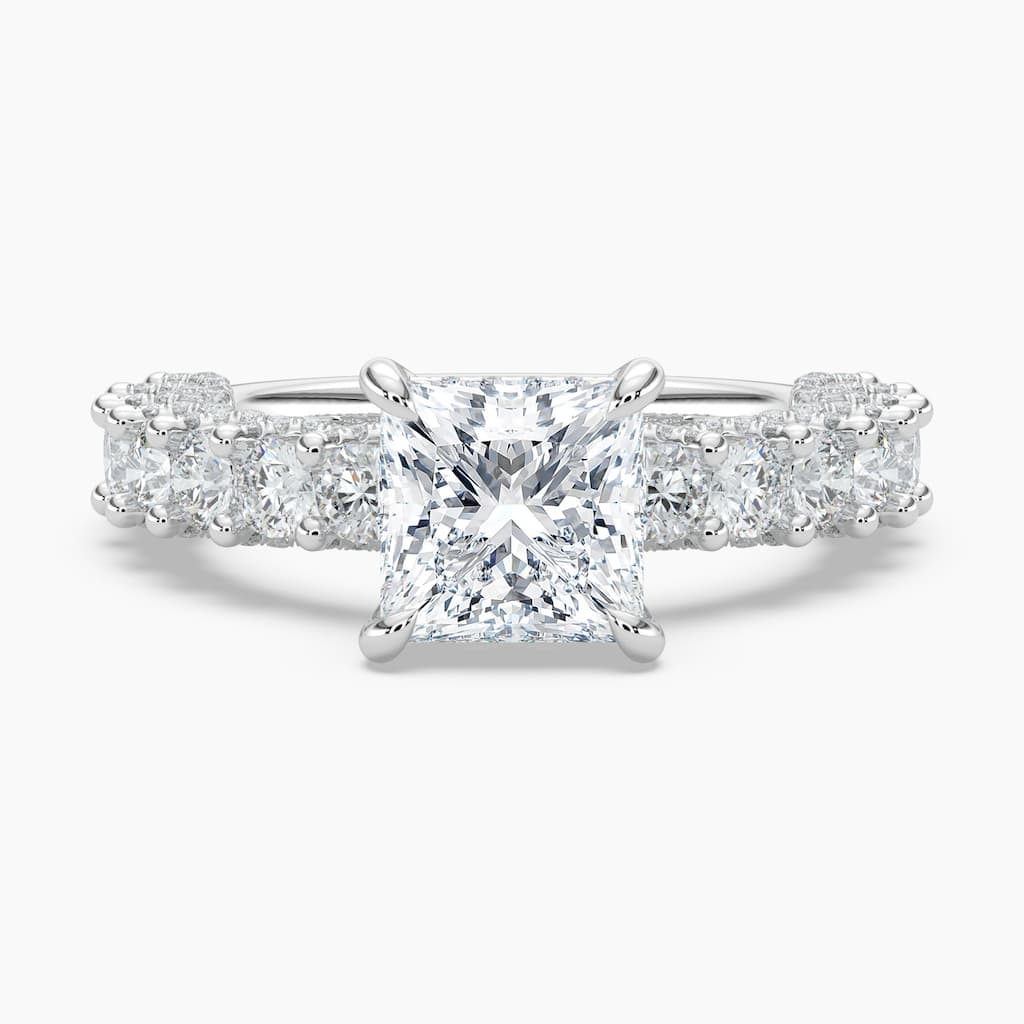 Auriya 14K Gold Lab Grown Diamond Princess Cut Adorned Crescent Engagement Ring 3.19 - 7.19ct. tw. (E-F, VS)