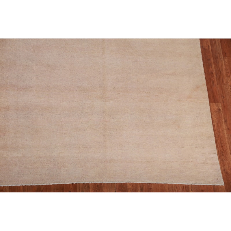 Hand Knotted Oriental 100% Wool Carpet Modern Solid Peach Gabbeh Area Rug - 14' 4'' X 10' 1''