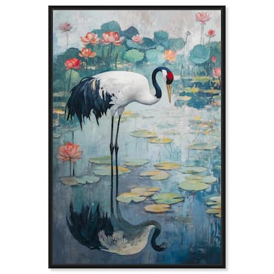 Crane in Lilies II Canvas by Art Remedy