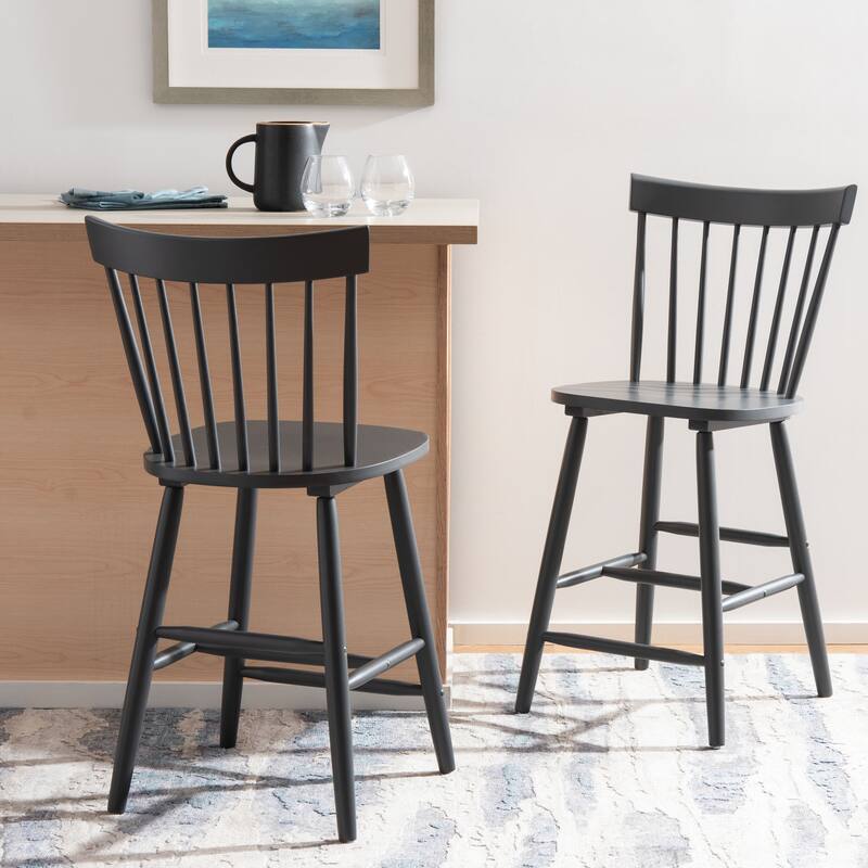 SAFAVIEH Biddie 24-inch Spindle Farmhouse Counter Stool (Set of 2) - 20" W x 21" D x 39" H - 20"W x 21"D x 39"H