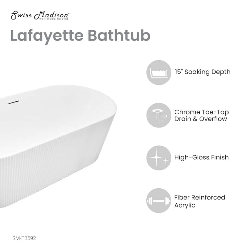 Lafayette 67" Freestanding Bathtub - 67x31.5 Center