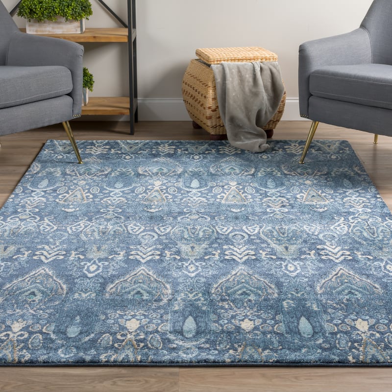 Addison Thurston Distressed Ikat Blue 9'6" x 13'2" Area Rug