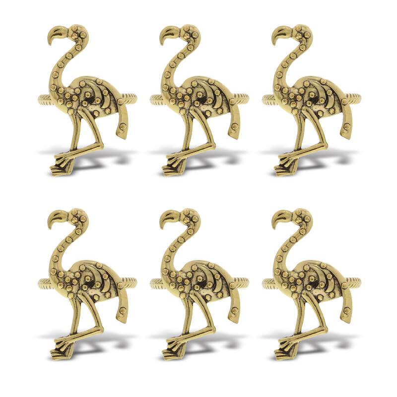KitchaBon Flamingo Gold Napkin Rings for Table Decor - Set of 6 - 2.15 x 1.25 x 1.65 inches