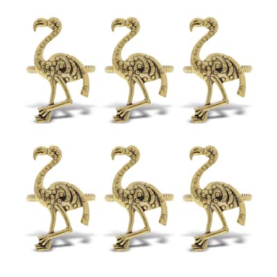 KitchaBon Flamingo Gold Napkin Rings for Table Decor - Set of 6 - 2.15 x 1.25 x 1.65 inches