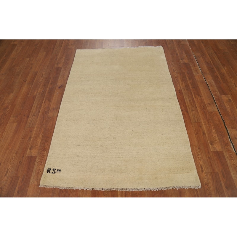 Modern Gabbeh Oriental Foyer Rug Hand-Knotted Wool Carpet - 3'4"x 5'0"