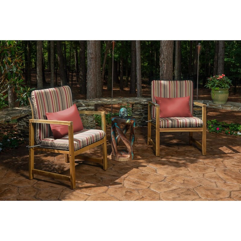 Sunbrella Stripe Fabric 1-Piece Indoor/Outdoor Club Chair Cushion, 22"W x 44"L