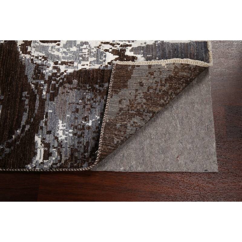 Wool/ Silk Modern Vegetable Dye Abstract Oriental Runner Rug Handmade - 3'0" x 12'3"