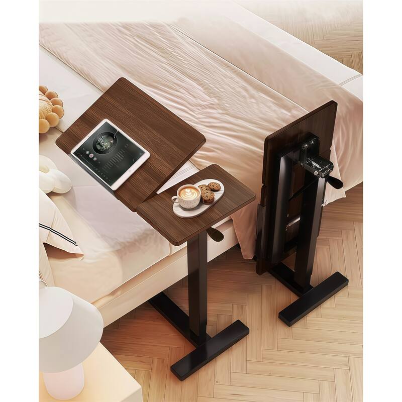 Height-Adjustable Overbed Table with Wheels