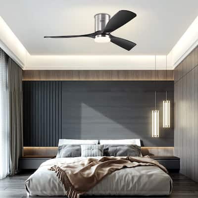 52 Inch Flush Mount LED Ceiling Fan with Lights Remote(3-Blade)
