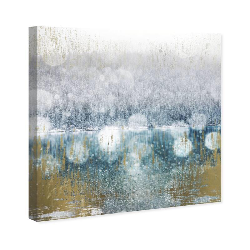 Wynwood Studio Canvas Abstract Pine River Blue and Metallic Gold Modern & Contemporary Wall Art Canvas Print