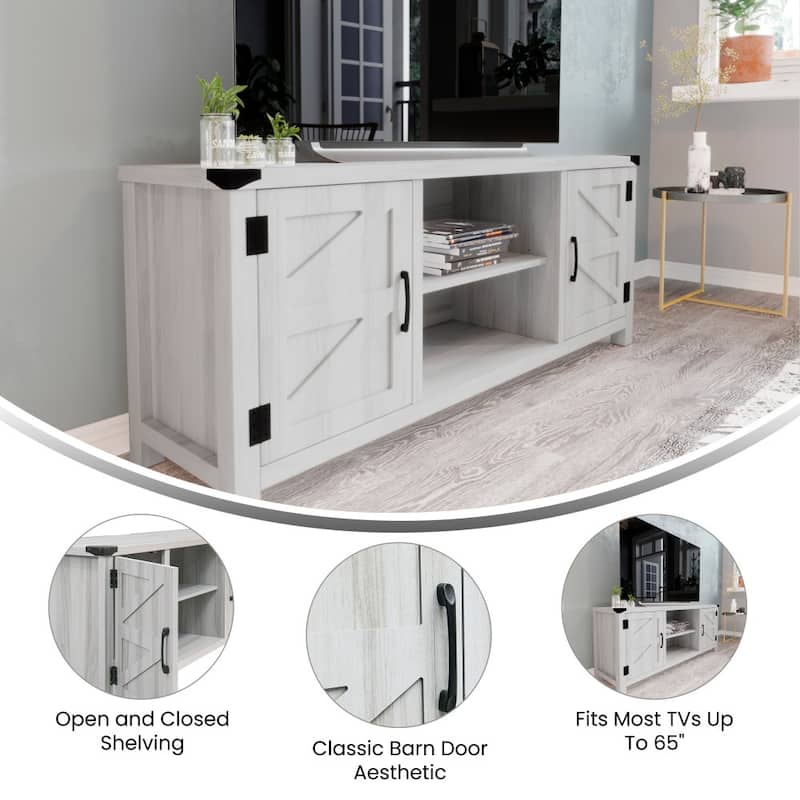 59 Inch Barn Door TV Stand Fits up to 65" TV's with Adjustable Shelf - 59"W x 15.5"D x 23.75"H