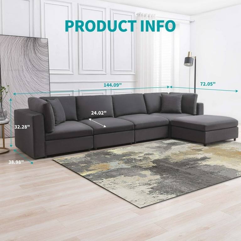 Mixoy Modern Convertible Sectional Sofa,L/U Shaped Corner Sleeper Sofa Couch,Modular Sectional Couches