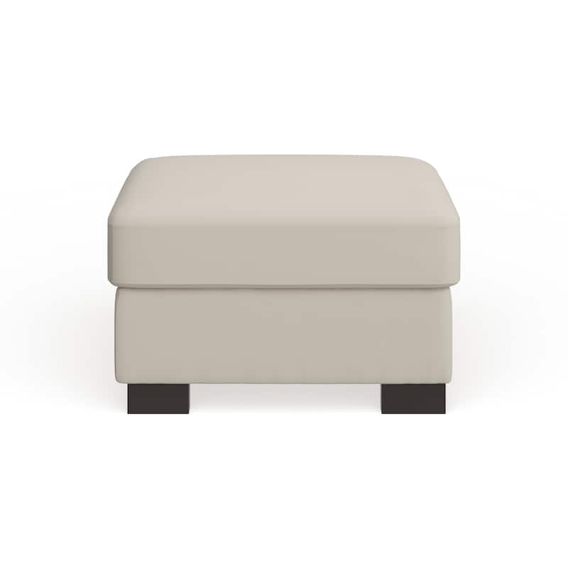 Lionel White Cotton Fabric Down-Filled Ottoman by iNSPIRE Q Artisan