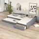 preview thumbnail 1 of 28, Multifunctional Design，Upholstered Double Twin Size Daybed with Trundle and Drawer,Stable and Durable Bed Frame Gray