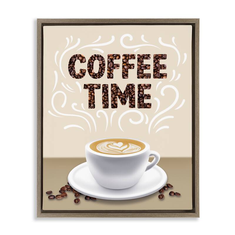 Stupell Traditional Coffee Time Brew Framed Floater Canvas Wall Art Design By Marcus Prime - 25 x 31 - Brown