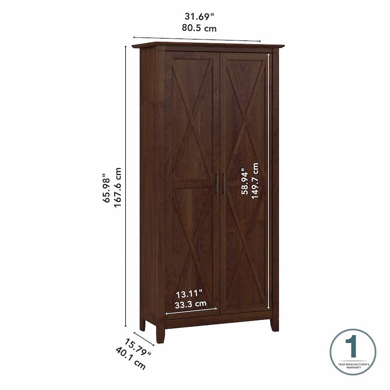 Key West Tall Storage Cabinet with Doors and Shelves by Bush Furniture