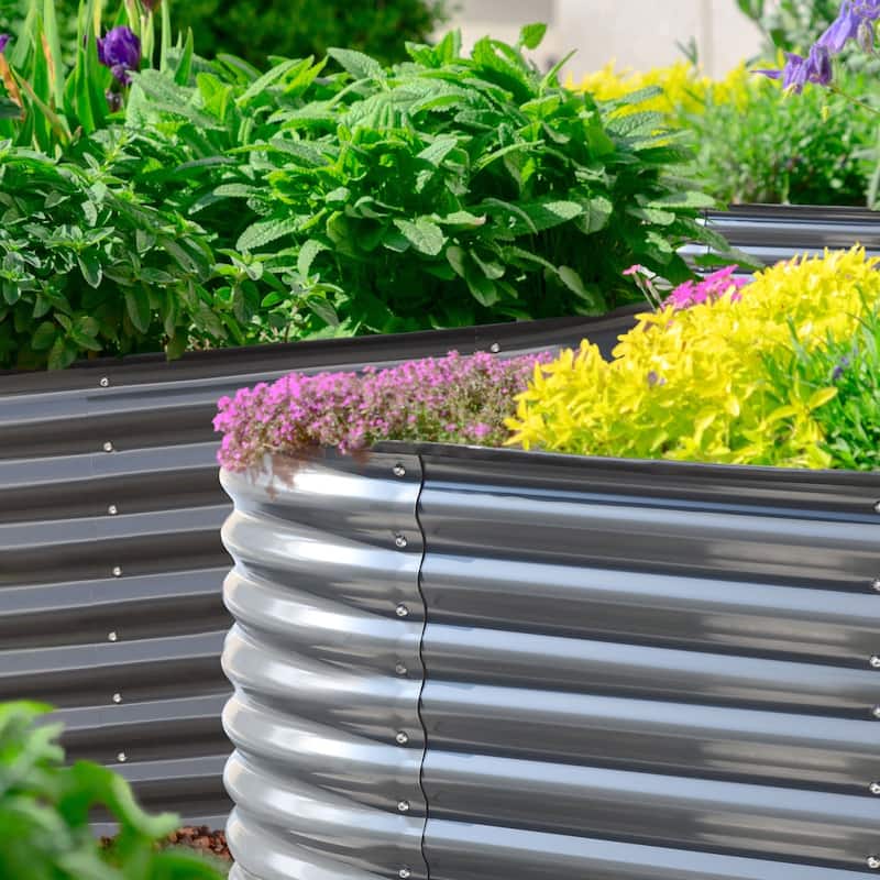 VEIKOUS 24''H Galvanized Steel Raised Garden Bed, Bottomless Design for Healthy Plant Growth