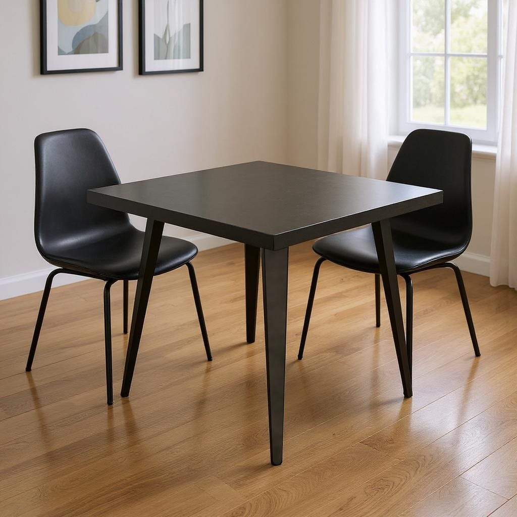 HomeRoots 32" Gray Steel and Metal Square Dining Table - 32.00 in. x 30.00 in. x 32.00 in.