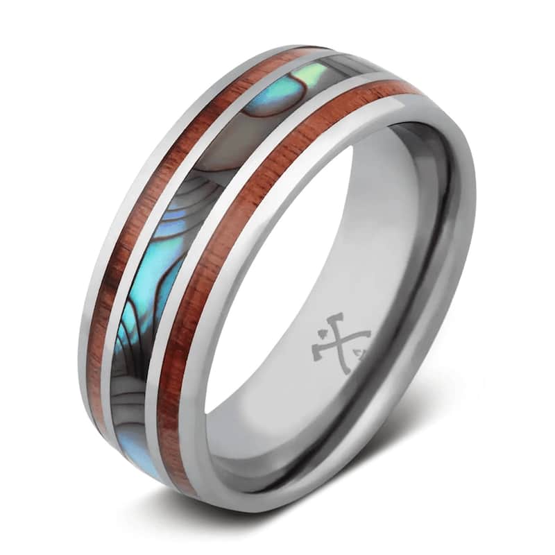 Manly Bands THE ANGLER Tungsten with Inlay 8mm Polished Band