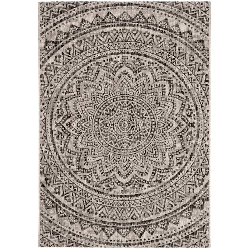 SAFAVIEH Courtyard Fran Mandala Indoor/ Outdoor Waterproof Patio Backyard Rug