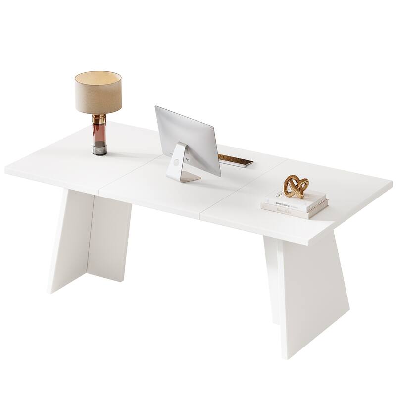 63" Modern White Executive Desk Computer Office Conference Table