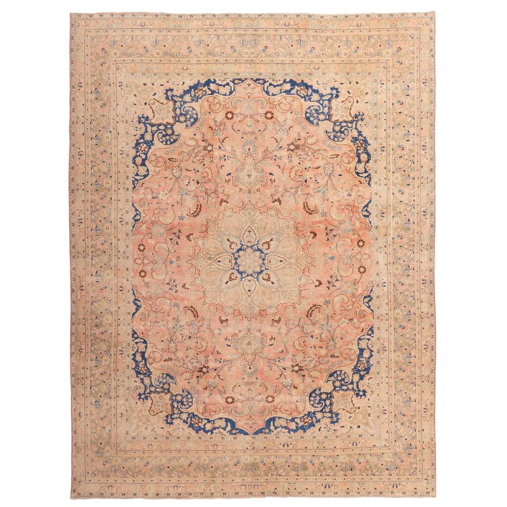 ECARPETGALLERY Hand-knotted Antalya Vintage Coral Wool Rug - 9'6 x 12'3