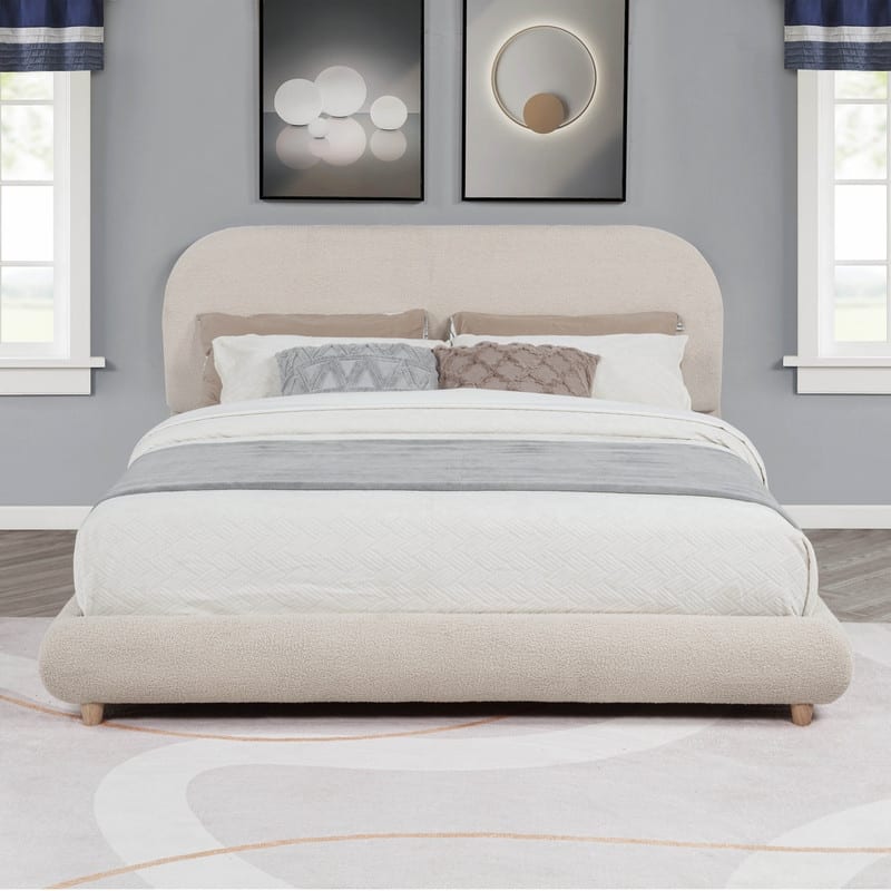 Best Master Furniture Tranquil Retreat Fleece Upholstered Platform Bed