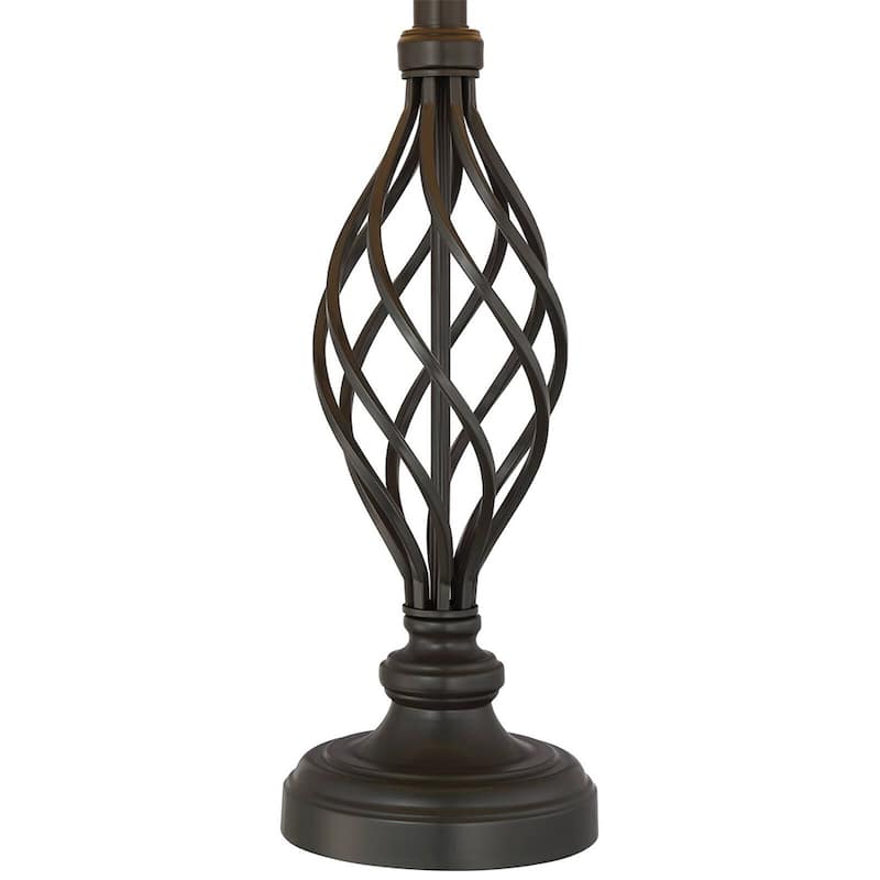 Industrial Table Lamps 28" Tall Set of 2 Iron Bronze Cream Drum Shade - 13" x 28"