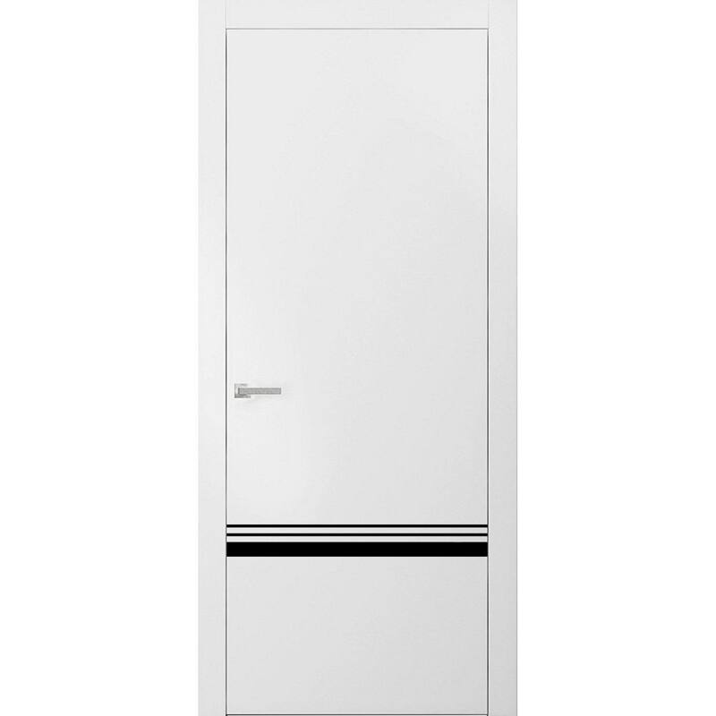 Solid French Door 18 x 80 Planum 0012 White Silk with| Bathroom - 36" x 80"