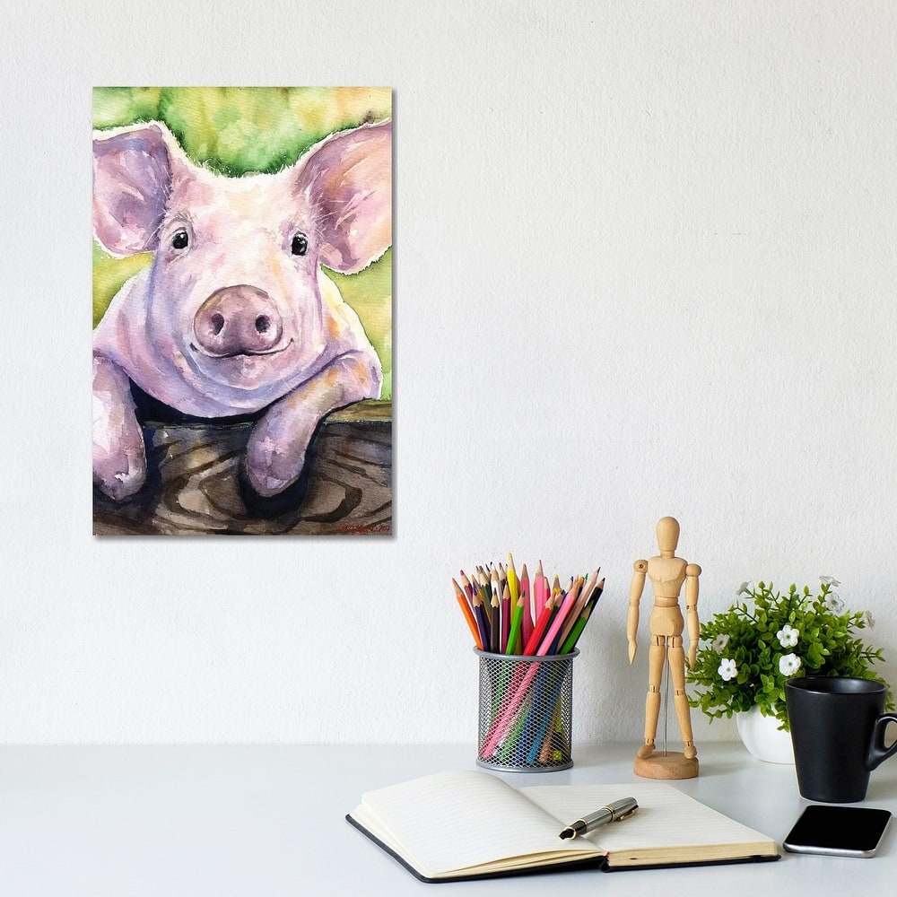 iCanvas "Smiling Pig" by George Dyachenko Canvas Print