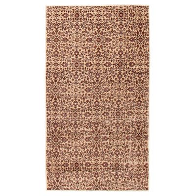 ECARPETGALLERY Hand-knotted Melis Vintage Cream Wool Rug - 3'9 x 6'9