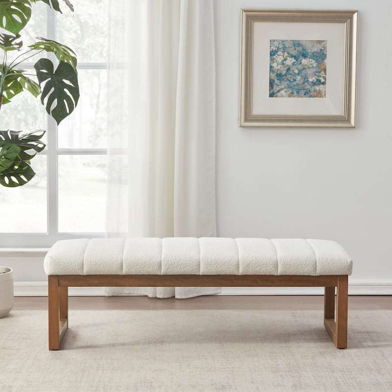 45" Entryway Upholstered Bench Shoe Rack Bench - Beige