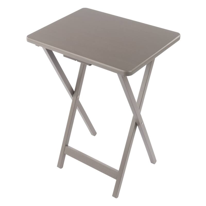 Alex 5-Pc Snack Table Set with Storage Stand Oyster Gray Finish
