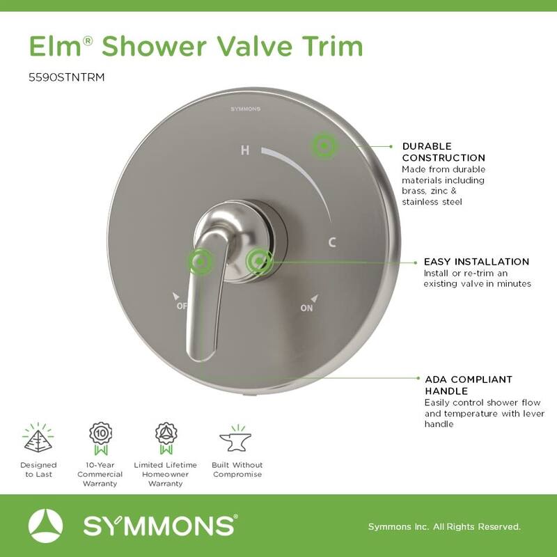 Symmons 5590TRM Elm Traditional Valve Trim Only with Single Lever