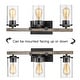 preview thumbnail 10 of 9, 22 in. 3-Light Natural Iron and Distressed Faux Wood Industrial Farmhouse Bathroom Vanity Light with Clear Glass Shades - 22"L