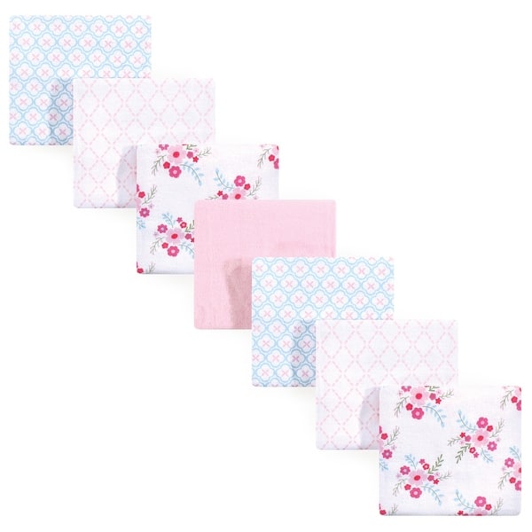 slide 1 of 1, Luvable Friends Baby Girl Cotton Flannel Receiving Blankets, Floral 7-Pack, One Size - Floral 7-Pack - One Size Floral 7-Pack - One Size
