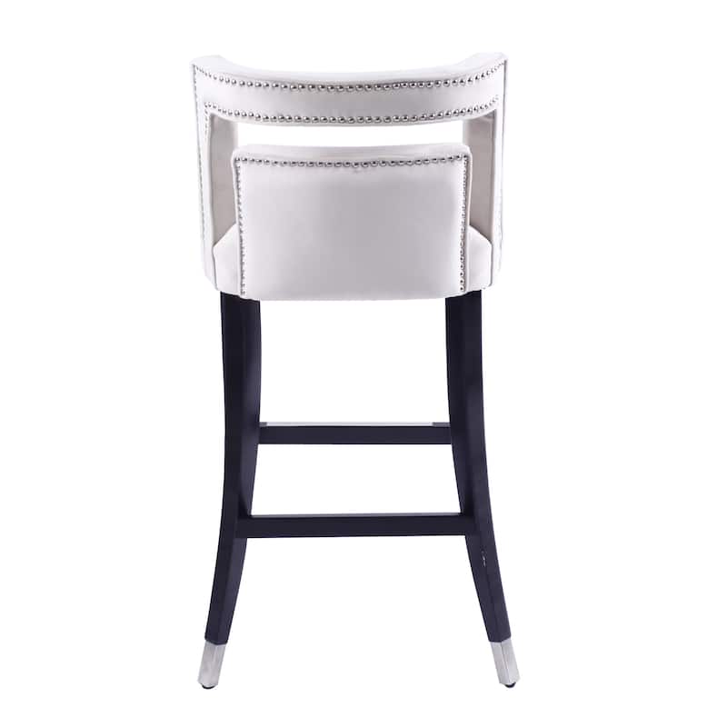 Suede Velvet Barstool with nailheads Dining Room Chair2 pcs Set - 30 inch Seater height
