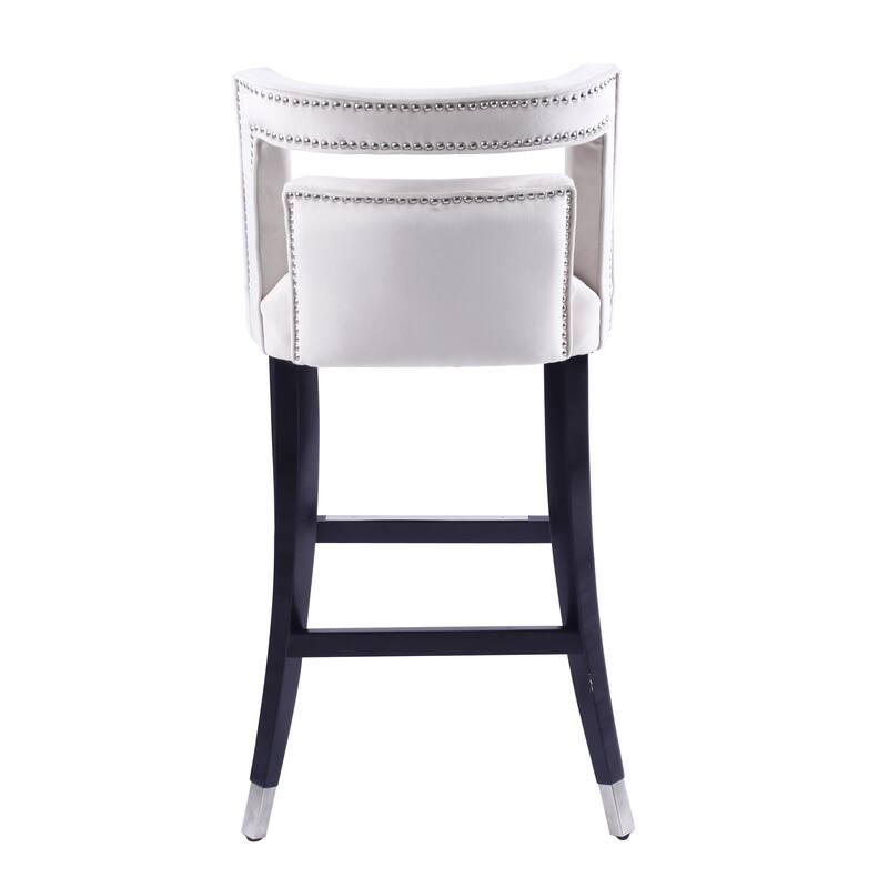 Velvet Barstool with nailheads Living Room Chair 2 pcs