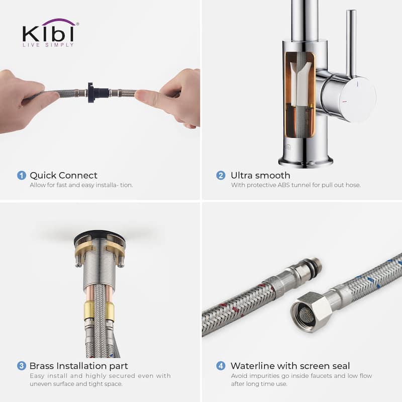 Single-Hole Pull-Down Kitchen Faucet with Sprayer and Magnetic Docking