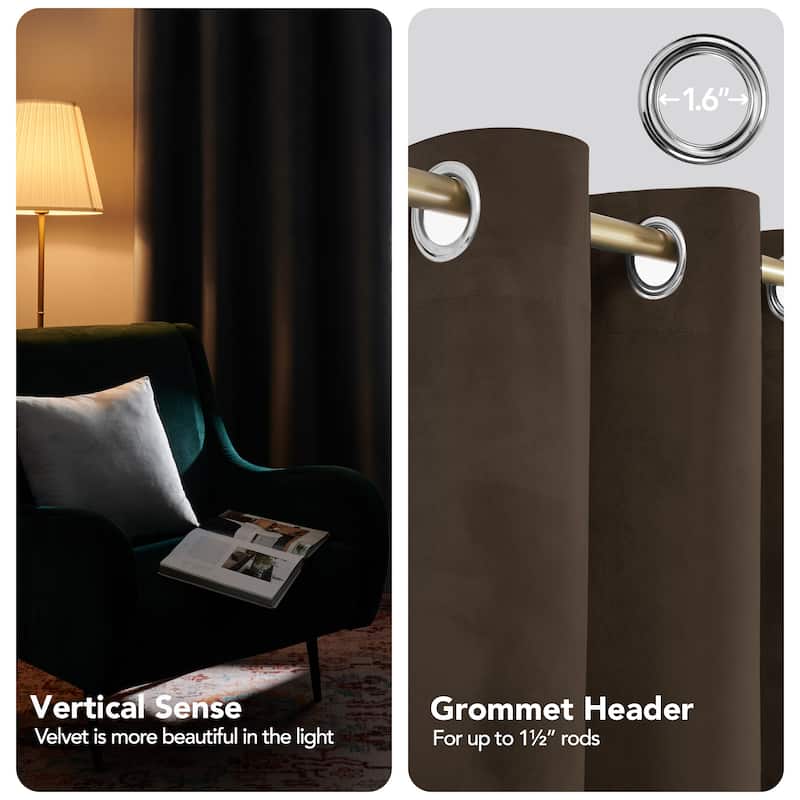 Deconovo Velvet Blackout Curtains, 2 Panels, Thermal Insulated