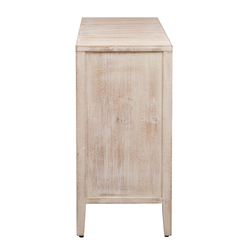 4 Door Cupboard Sideboard with Rounded Door Accent, Storage Cabinet with Metal Support legs and Rounded Metal Door Handle