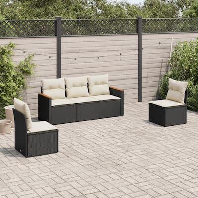 vidaXL Patio Sofa Set with Cushions Outdoor Conversation Furniture Poly Rattan