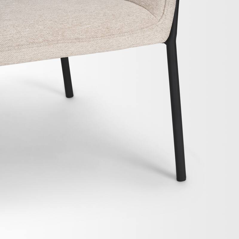 Brently Accent Chair w/ Cream Boucle Fabric & Matte Black Metal Legs