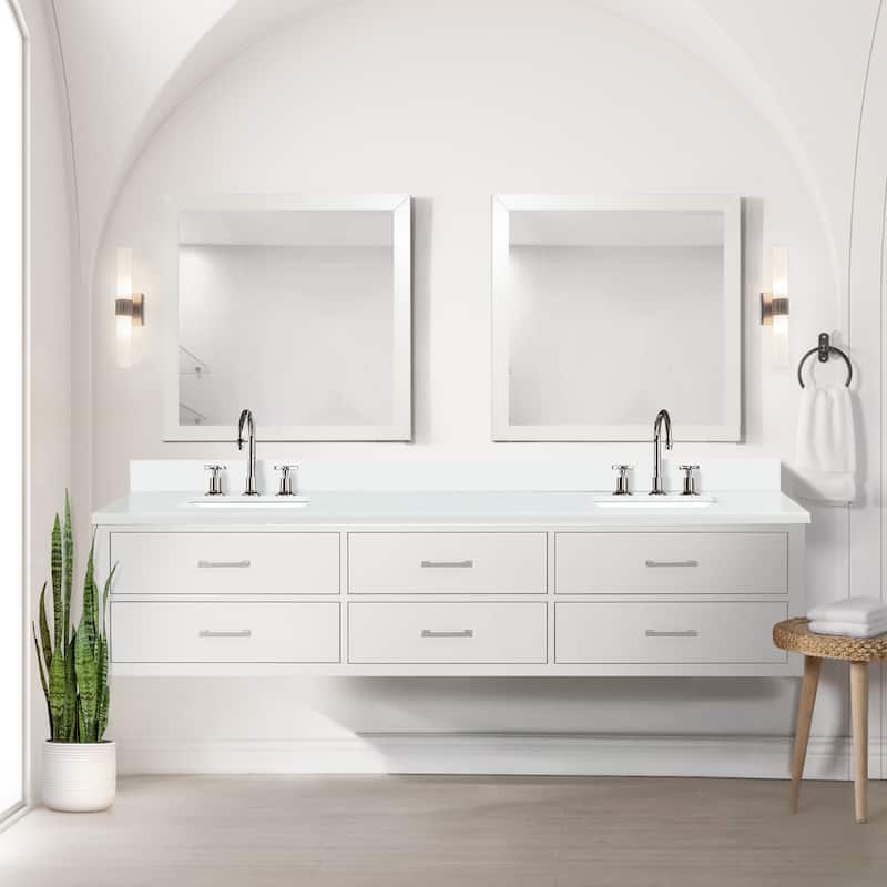 Castor 60 in W x 22 in D Black Double Bath Vanity and White Quartz Top