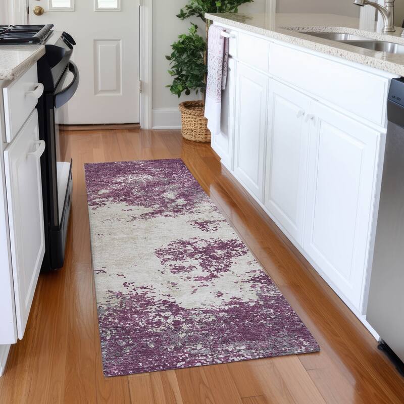 Premium Washable Super Soft Abstract Solid Mayfield Rug - Eggplant - 2'3" x 7'6"