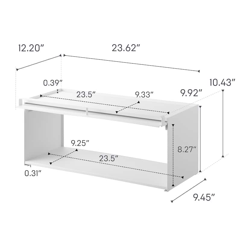 Yamazaki Home Front-Opening Countertop Storage Rack, Steel - L 10.51 x W 23.62 x H 9.92 inches