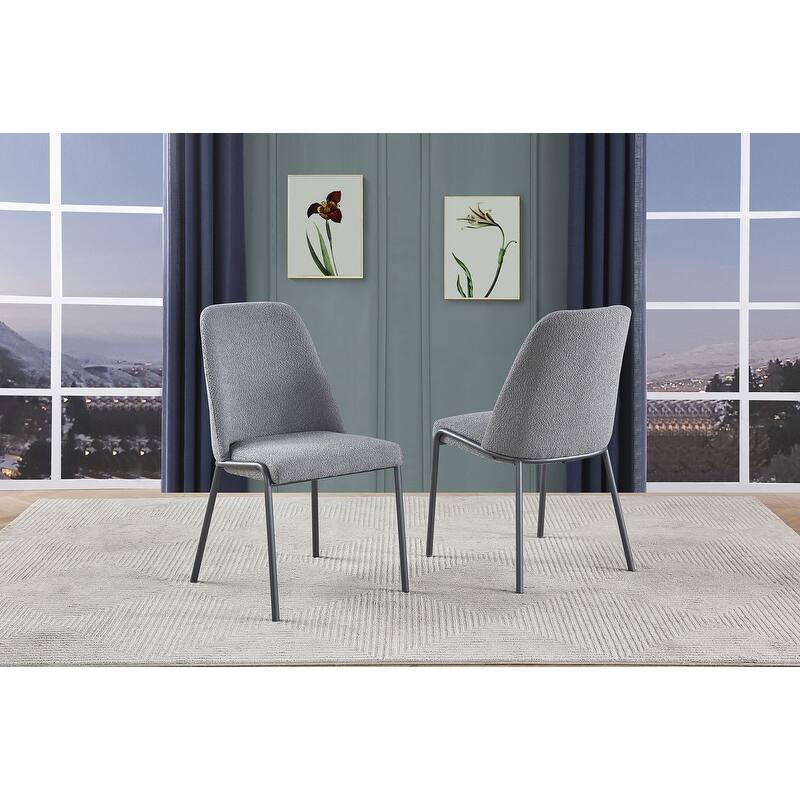 Best Quality Furniture Polar Fleece Side Chairs with Gray Painted Legs (SET OF 2) - Dark Gray
