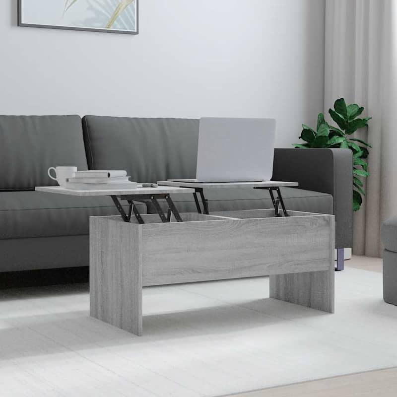 vidaXL Coffee Table Lift Top End Table Accent Side Sofa Table Engineered Wood - 40.2" x 19.9" x 18.3" - Gray sonoma