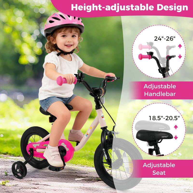 Costway 12-Inch Kids Bicycle with Adjustable Seat Front Handbrake & - See Details