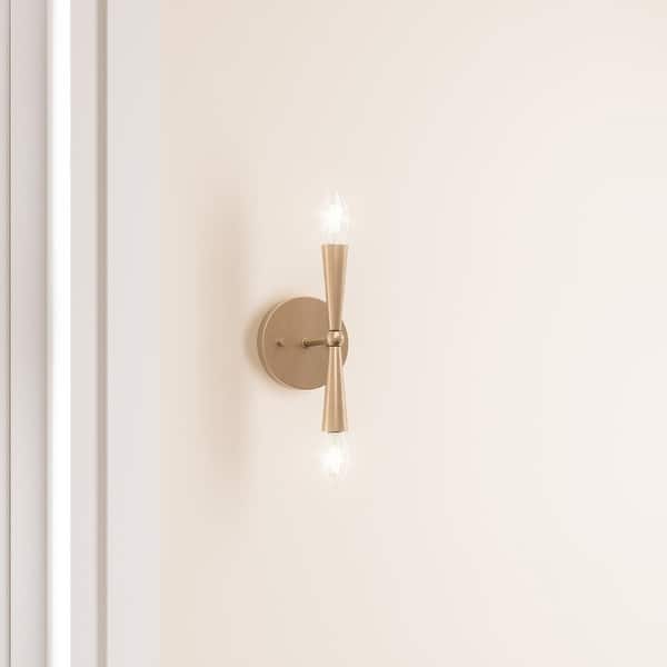 slide 2 of 10, Mid-Century Modern Gold Dimmable 2 Light Wall Sconce